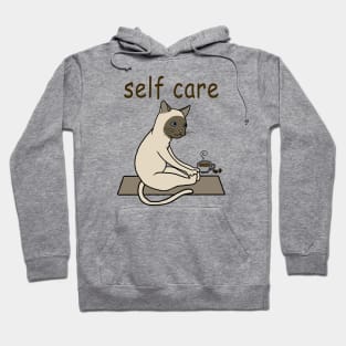 Funny Siamese Cat Self Care yoga Hoodie